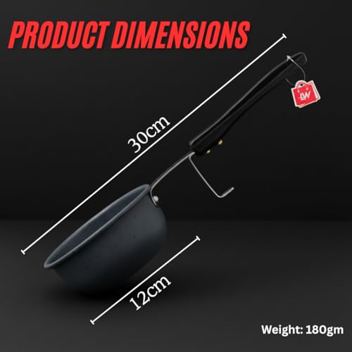 Image of Nonstick Tadka Pan, 11cm Diameter, Black, Durable, Easy-to-Clean, Perfect for Tempering, Cooking, and Sauteing