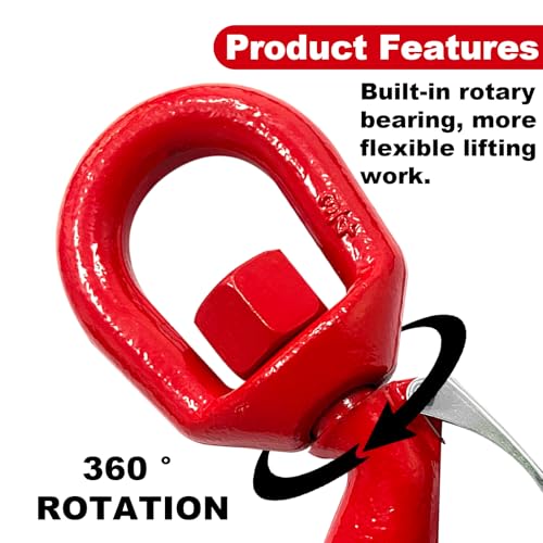 5 Tons Heavy Duty Swivel Hook with Safety Latch,360 Degree Rotating Crane Swivel Lifting Eye Hook for Crane, Swivel Chain Hooks for Lifting Chains Port Transportation, 11000 Lbs Capacity,Red by High-PQ - Image 3