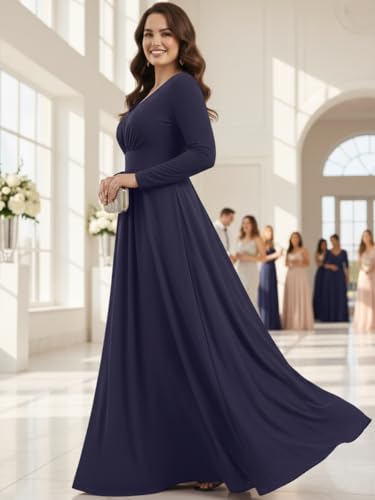 Image of KOH KOH Womens Long Sleeve Flowy Empire Waist Fall Pleated Maxi Dress