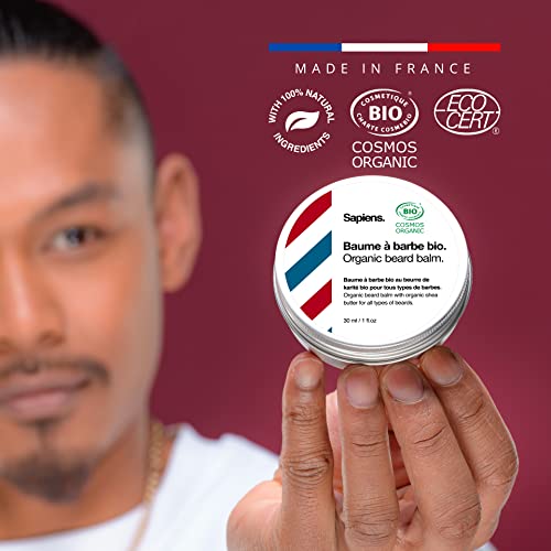 Sapiens BarberShop Bartpflege Set für Männer - Bio Bartöl und Bio Bart Balsam Cosmos Organic Zertifiziert - Bartkamm und Bartbürste, Bartschere, Reisebeutel - Beard Care Kit Made in EU - Image 4