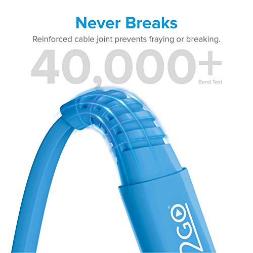 Cabo Iphone/Cabo Lightning I2GO Certificado MFi 1,2m 2,4A PVC Flexível Flat Azul - I2GO Basic