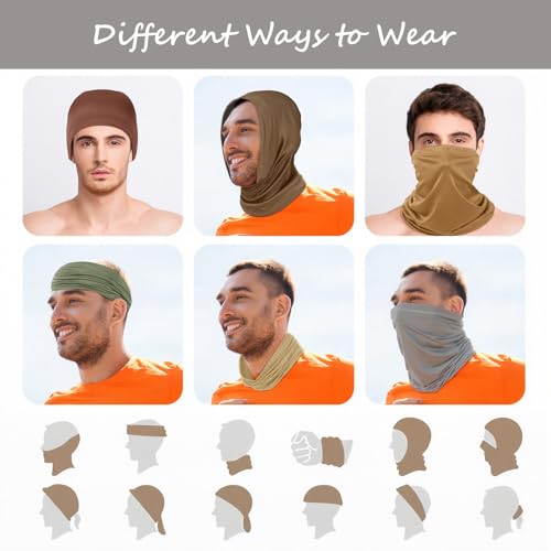 Image of Geyoga 6 Pcs Summer UV Protection Cooling Neck Gaiter Scarf Face Clothing Neck Gaiter Mask Sunscreen Breathable Bandana