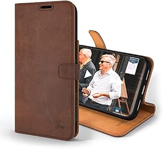 Snakehive iPhone 14 Pro Max Leather Case | Genuine Leather Wallet Phone Case with Card Holder | Flip Folio Case/Cover with Stand | Compatible with iPhone 14 Pro Max | (Brown)