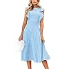 ECOWISH-Womens-Dresses-Elegant-Ruffles-Cap-Sleeves-Summer-A-Line-Midi-Dress ECOWISH Womens Dresses Elegant Wedding Cocktail Ruffles Cap Sleeves Summer A-Line Midi Dress Blue Medium