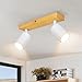 Produktbild Ketom Deckenstrahler LED Weiß - Deckenlampe Strahler Holz - Deckenstrahler 2 Flammig - LED Deckenleuchte Schwenkbar - GU10 Deckenlampe Spot - Modern Deckenlampe Spotbalken - Ohne Leuchenmittel