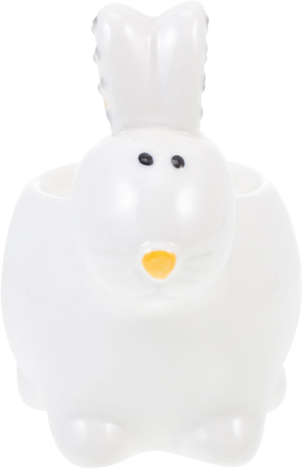 Happyyami Ceramic Egg Holder Easter Egg Decor Bunny Ornament Porcelain Boiled Stand Storage Plate White