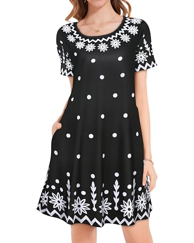 Image of JOLIGAL Summer Dresses for Women Casual Short Sleeve Sundress Scoop Neck Beach T Shirt Dress with Pockets 2026