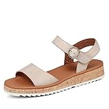 Schuhspitze: offen Paul Green Damen 7734 Sandalen Uni offen Zierschnalle Sohle weich gepolstert, Groesse 39, beige