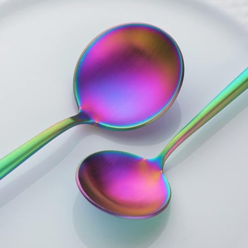 Image of Crimson Rainbow Silverware Set | 48-Piece Satin Finish French Style Stainless Steel Flatware | Elegant Giftable Box | Dishwasher Safe Cutlery for Home, Restaurants & Corporate Gifting