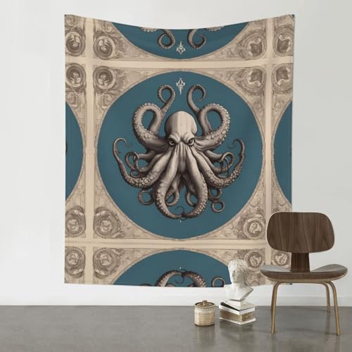 WZYWHJ Tapiz decorativo con estampado de Kraken nórdico, 152 x