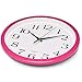 Bernhard Products Pink Wall Clock 10 Inch Silent Non Ticking Battery Operated Quality Quartz Round Easy to Read Home/Office/Kitchen/Nursery/Girl's Bedroom/Classroom/Kids Playroom/School Clock