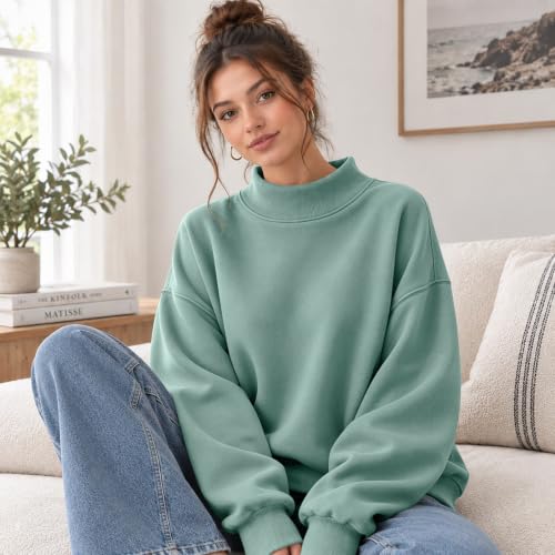yakyamgi Oversized Mock Neck Sweatshirt Women Fall 2026 Casual Pullover - image 3