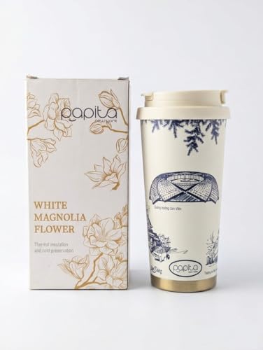 Image of Umi Coffee Travel Mug with Straw & Flip Lid | 550 ml Sipper Cup | Leak-Proof Thermos Mug for Coffee, Tea, Hot or Cold Beverages, Pack of 1, Color Printing-White (White-1)