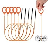 5er-Pack Spiral-Rohrreiniger bruchfeste Rohrreinigungsstäbe aus Stahl, 80 cm nylonummantelter Spiral-Rohrreinigungshaken Rohrreiniger und Haarsammler für Badewannen Abwasserkanäle und Waschbecken