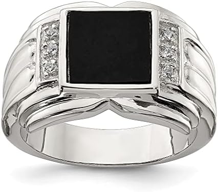 ICE CARATS 925 Sterling Silver Cubic Zirconia Cz Onyx Ring Gemstone Man Fine Jewelry For Dad Mens Gifts For Him