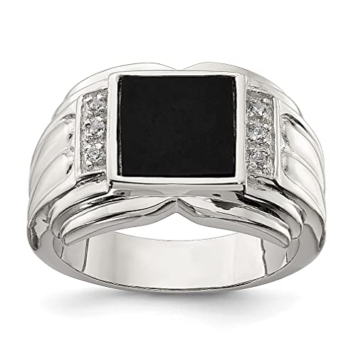 Ice Carats 925 Sterling Silver Cubic Zirconia Cz Onyx Ring Gemstone Man Fine Jewelry For Dad Mens Gifts For Him #TOP13