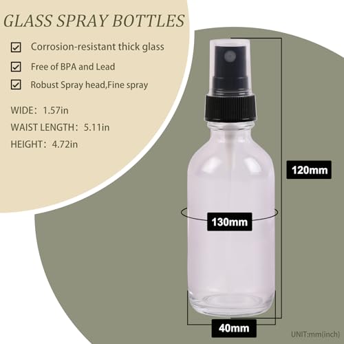 Image of NOOEEISS Green Glass Small Spray Bottles 2 oz 48Packs,Fine Mist Sprayer Pretty Finish,Refillable Containers mini spray bottles for Cleaning Solutions and Skin Care (Green Frosted 48pcs)