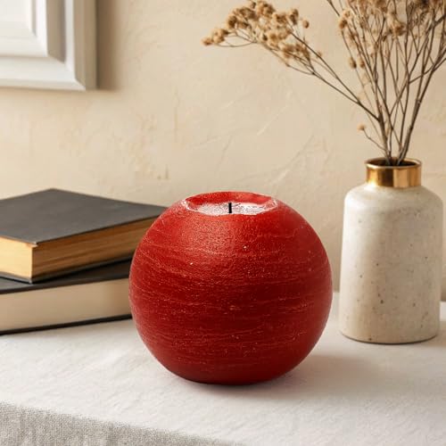 Image of Flameless Candles with Remote & Timer,4 inch H LED Battery Operated Round Candle 2 Pack,Real Wax Christmas Candle Lights Flickering for Christmas Gift Wedding Home Decor (Red)