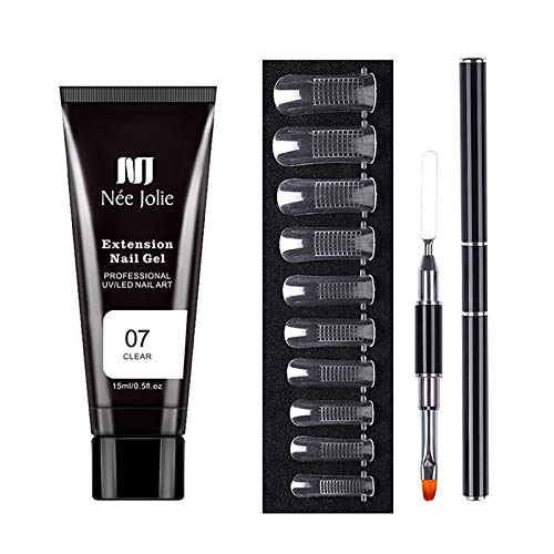 SSYongxia 7 Colors Extension Gel Nail Kit Polygel Nail Kit with Fake Nail Tips Nail File Nails Dip Liquids Nail Art Set Nail Supplies for Women Home DIY