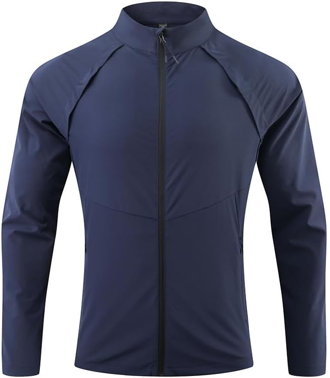 YOUTHUP Men's Lightweight Running Jacket Breathable Quick Dry Full Zip Athletic Track Jacket for Casual Workouts with Pockets