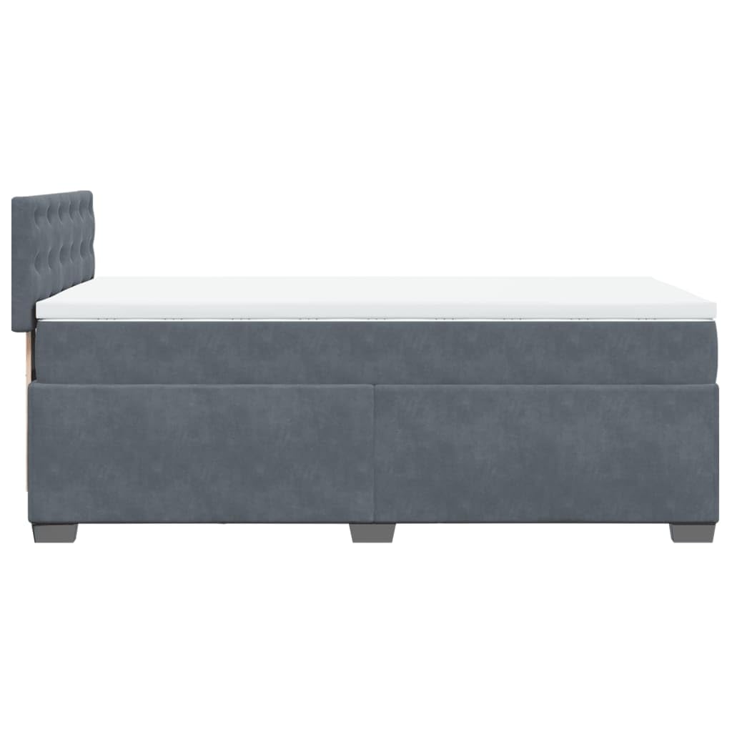 vidaXL Boxspringbett, Polsterbett Bett mit Matratze, Bettgestell mit Kopfteil Lattenrost, Einzelbett für Schlafzimmer, Dunkelgrau 90x200cm Samt