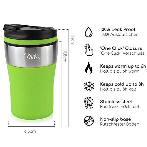 Milu Termo Taza 210ml - Vaso Termico de Viaje - Café para Llevar - Taza de Viaje - Taza de acero inoxidable para beber… - Imagen 3