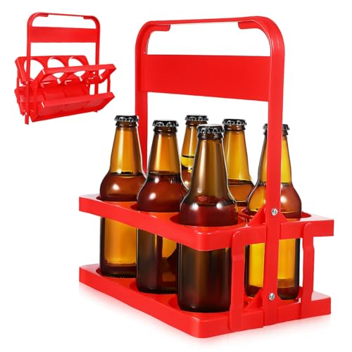 SOLUSTRE Portable 6-Bottle Beer Rack Easy-fold Beverage Carrier Take Out Drink Carrier Lightweight Stable Drink Holder for Parties
