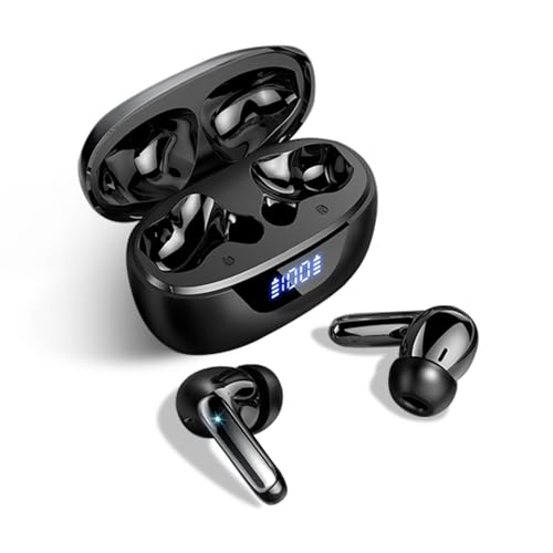 PWTEK Wireless Earbuds, Bluetooth 5.3 Headphones in Ear with HiFi Stereo Deep Bass,Digital display 48H Playtime Wireless Earphones mit Noise Cancelling Mic, IP7 Waterproof Bluetooth Earbuds