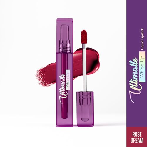 Image of Blue Heaven Ultimatte Whipp Lip Liquid Lipstick Waterproof Infused with Cocoa Butter & Rosehip Oil | Hydrating | Airy Mousse Texture | Soft Matte Finish | Intensely Pigmented | Rose Dream | 3 ML