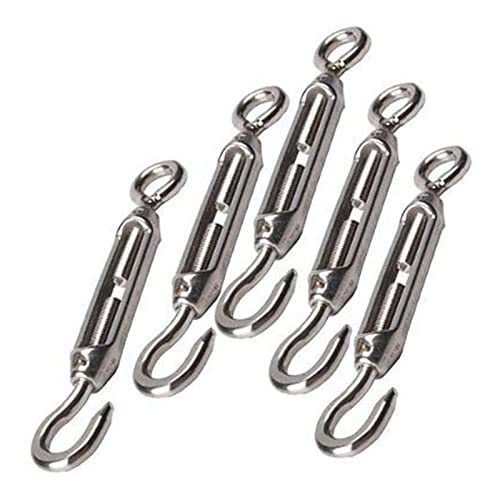 5 piezas de tensor tipo gancho y ojo M4 de acero inoxidable 304 para cable de tensión miniatura 3