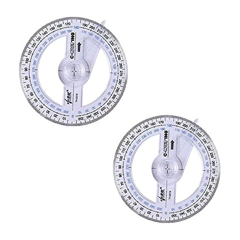 2PCS 360 Degree Circle Protractor for School Cover