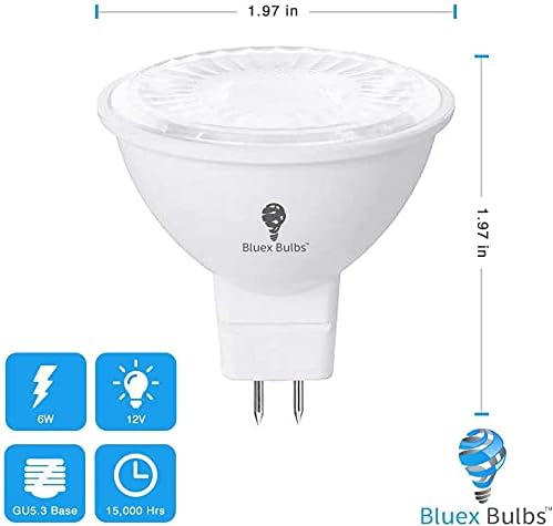 Miniatura 2 de BlueX - Paquete de 6 bombillas LED MR16 amarillas, 6 W (equivalente a 50 vatios), base bipin GU5.3 de 12 V, bombilla LED azul amarilla para