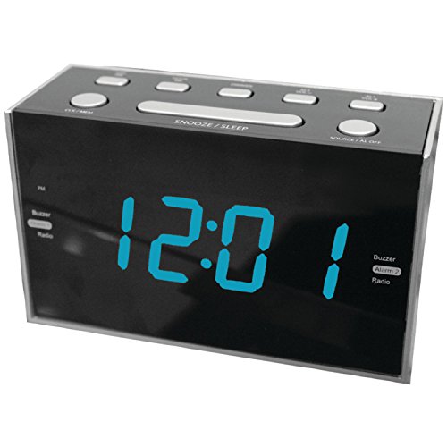 Sylvania SCR1053 1.2-Inch Jumbo Digit Dual Alarm Clock Radio with Blue LED