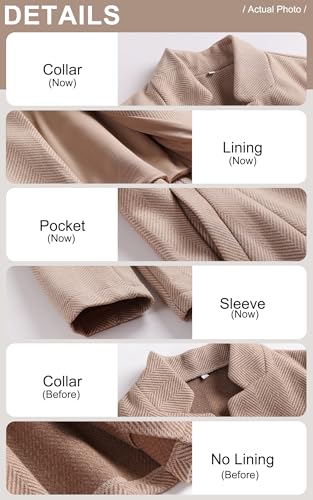 CCTOO Women's Coat Casual Open Front Blazer Long Sleeve Stand Collar Solid Trench Business Work Office Jacket Outwear4