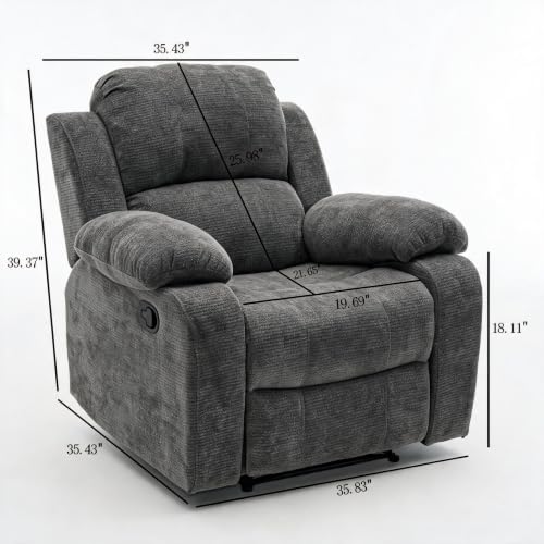 Image of Manual Single Lounge Recliner Chair with Adjustable Backrest, Gray