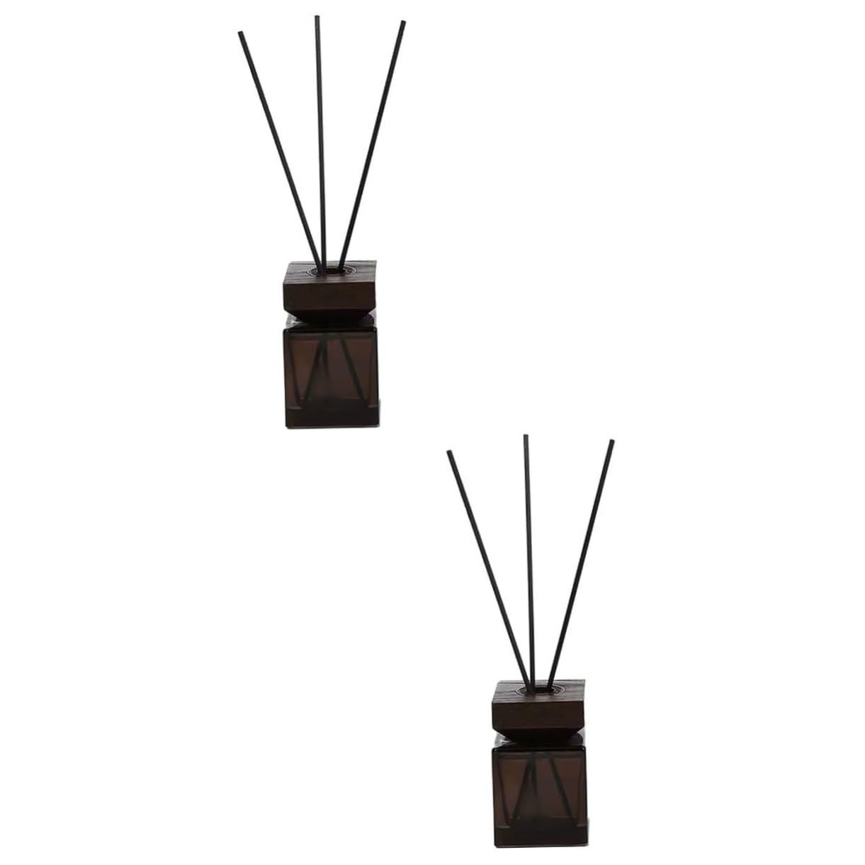 Ciieeo 2 Sätze Diffuser Flakon Set Quadratisch mit Weißem Buchenholzdeckel und Rattanstäbchen Nachfüllbarer Aromatherapie Raumduft Natürlicher Duftspender für Wohnzimmer Schlafzimmer