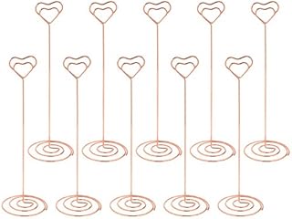 Toyvian 10pcs Heart Shaped Table Number Holders Wedding Party Paper Menu Clips Place Name Card Stands (Rose Gold)