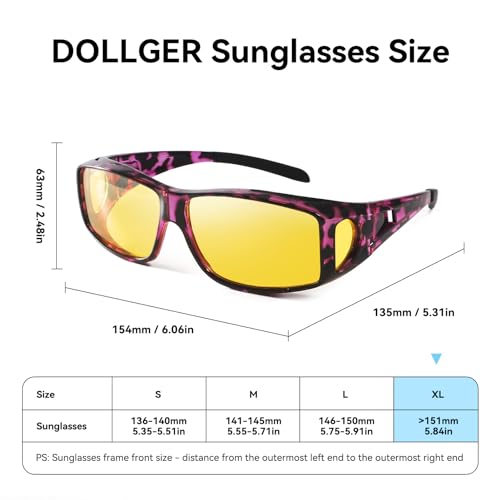Image of Dollger Night Vision Glasses for Women Men,Fit Over Prescription Glasses with Anti Glare Yellow Lens