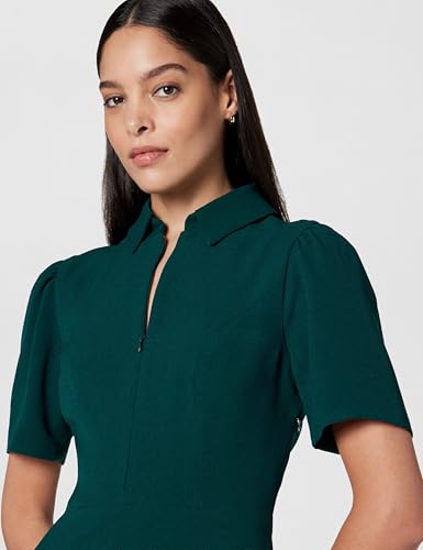 Image of Dress The Population Women's Gloria Collared Zip Neck Short Sleeve Bodycon Midi Dress