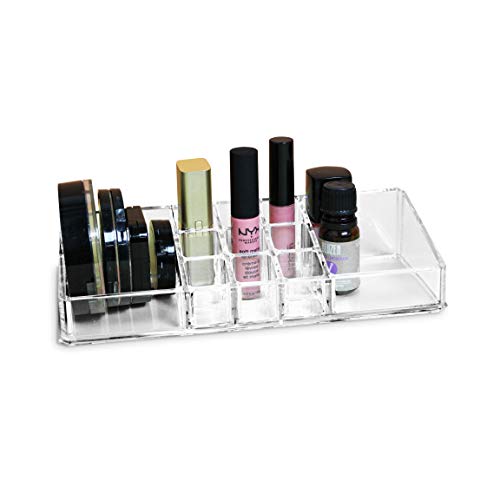 Ikee Design Cosmetic Organizer With 11 Lipsticks Compartments For Makeup Products And More For Salon, Shop, Office, Bathroom And Home Use, 8 7/8" W X 3 1/2" H X 2" D #TOP7