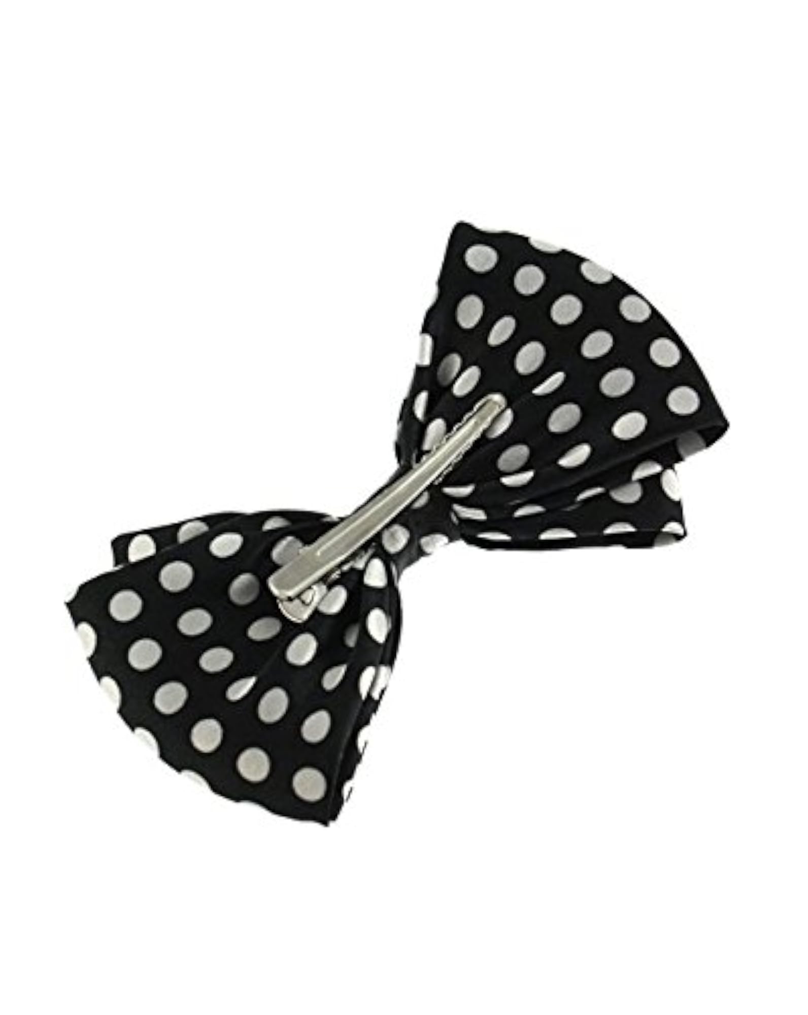 Large Black Polka Dot Double Bow Hair Clip