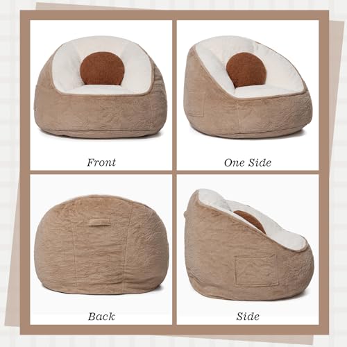 HOMMPA 3FT Bean Bag Chair with Pocket Faux Rabbit Fur Bean Bag for Teens & Kids Comfy Lounge Lazy Floor Sofa Accent Chair for Living Room, Bedroom,Dorm,Coconut Brown - image 7