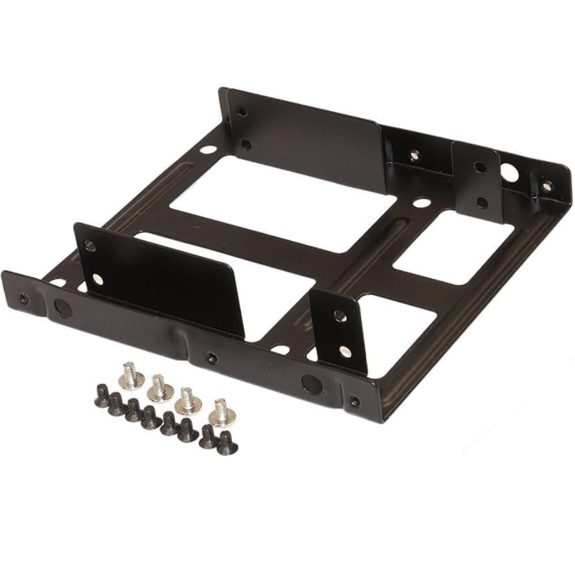 Dual 2.5 inch to 3.5 inch Internal Hard Disk Drive SSD/HDD Metal Mounting Kit Bracket Enclosure Tray (Pack of 1-Black)-image-23
