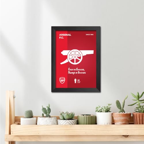 Image of TenorArts Arsenal Football Club Poster White Logo Laminated Photo Frame Painting with Matt Finish Black Textures(12 inches x 9inches)