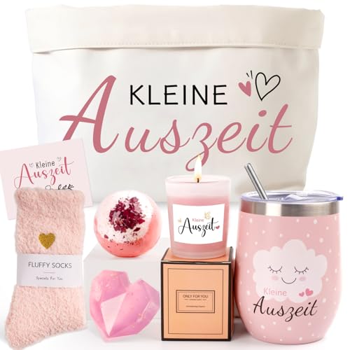 Kleine Auszeit Geschenk Auszeit Geschenkkorb Wellness Geschenke Set für Frauen Entspannung Ritual Geschenkset für frauen Freundin Geburtstagsgeschenk für Oma Beste Kollegin (Auszeit)