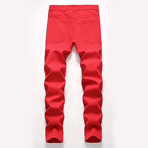 SUYGGCK Jeans Uomo Uomini di Moda Multicolore Multicolor High Stretch Jeans Casual Straight
