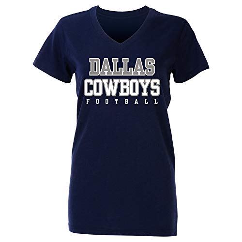 NFL Dallas Cowboys Womens Practice Glitter Tee, Navy, X-Small