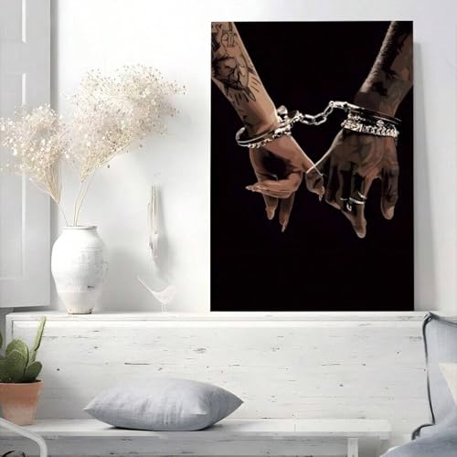 Tableau africain haut de gamme couple noir toile texturée