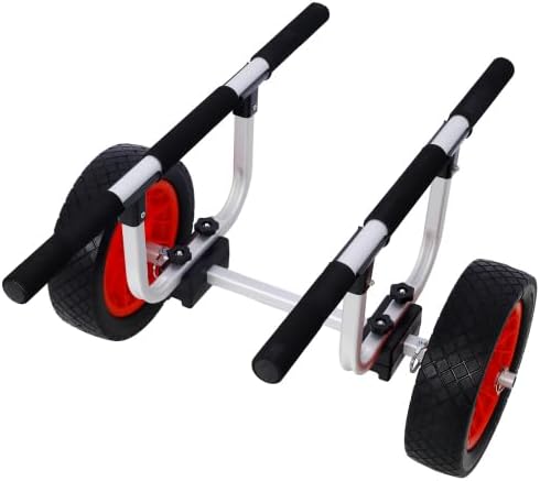 Dawn Jade Heavy Duty Kayak Cart,Width Adjustable Canoe Cart with 12inch Flatfree Beach Wheels Boat Dolly Cart Transport Carrier, Adjustable Width Kayak Trolley with Airless Kayak Wheels,240323-22