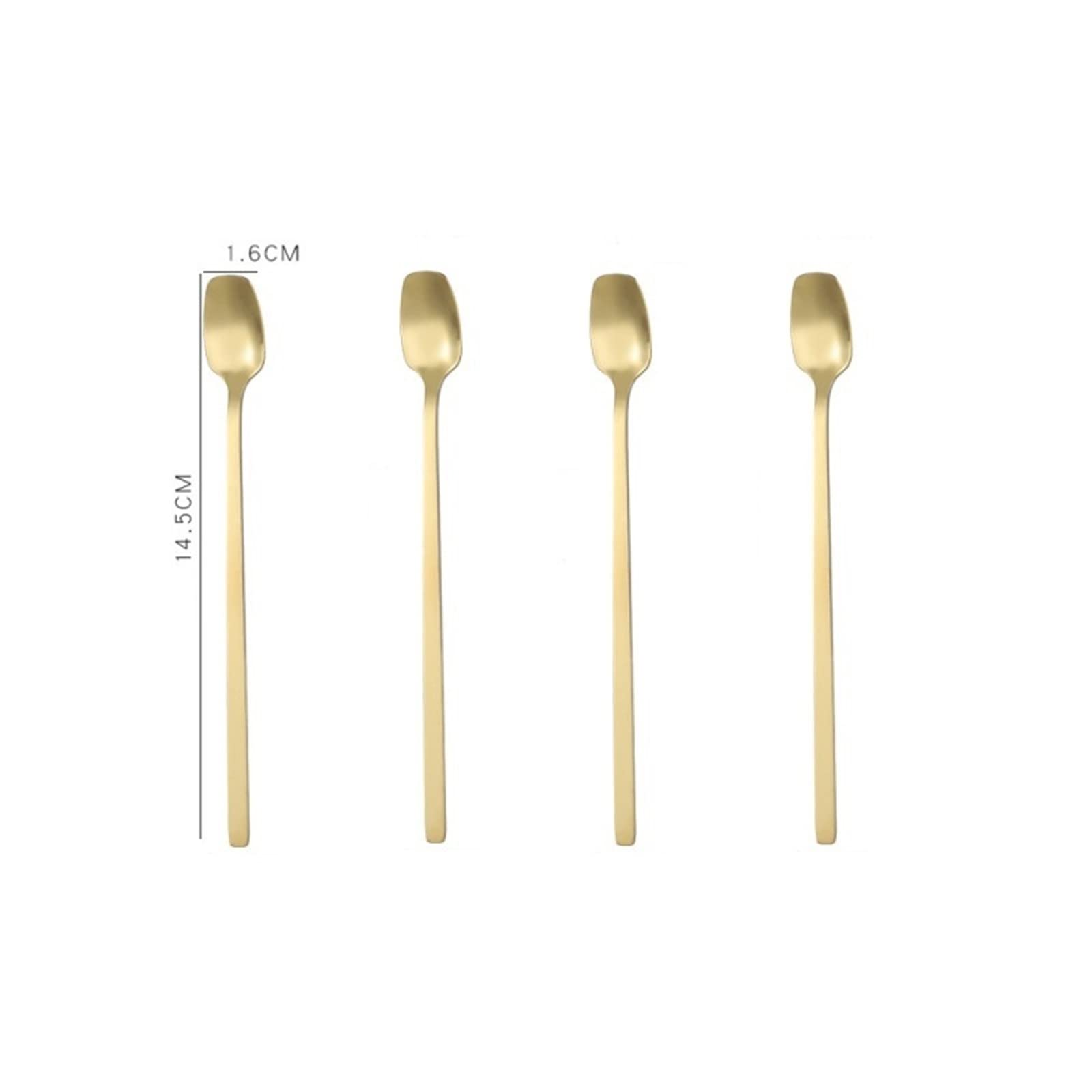 JINGYAN Cucchiaini da tè Long Handle Stainless Steel Dinnerware Set Spoon Tea Dessert Coffee Ice Cream Spoons Kitchen Accessories Bar